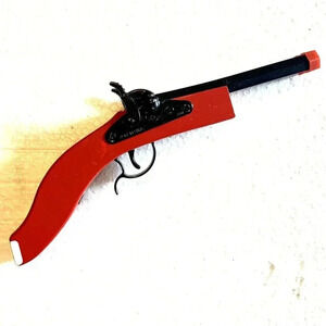 NEW Colonial Classic Double Hex Percussion Wooden Toy Cap Firing Pistol - Red